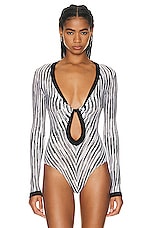 Missoni Bodysuit in Black & White Space Dye, view 2, click to view large image.