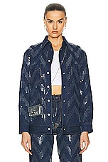 Missoni Sequins Zig Zag Overshirt in Transparent Sequins & Dark Blue Base, view 1, click to view large image.