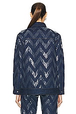 Missoni Sequins Zig Zag Overshirt in Transparent Sequins & Dark Blue Base, view 4, click to view large image.