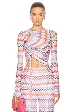 Missoni Zig Zag Long Sleeve Top in Light Tones Multicolor, view 1, click to view large image.