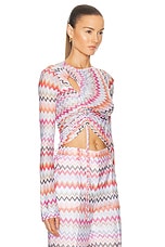 Missoni Zig Zag Long Sleeve Top in Light Tones Multicolor, view 2, click to view large image.