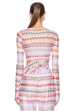 Missoni Zig Zag Long Sleeve Top in Light Tones Multicolor, view 4, click to view large image.