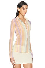 Missoni Long Sleeve Shirt in Multicolor White, Orange, Green, & Pink, view 2, click to view large image.
