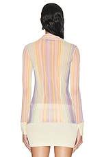 Missoni Long Sleeve Shirt in Multicolor White, Orange, Green, & Pink, view 3, click to view large image.