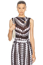 Missoni Zig Zag Sleeveless Top in Brown & White Tones, view 1, click to view large image.