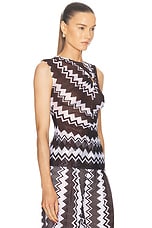 Missoni Zig Zag Sleeveless Top in Brown & White Tones, view 2, click to view large image.