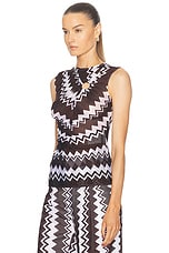 Missoni Zig Zag Sleeveless Top in Brown & White Tones, view 3, click to view large image.