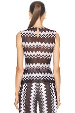 Missoni Zig Zag Sleeveless Top in Brown & White Tones, view 4, click to view large image.