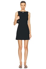 Matteau Crepe Mini Shift Dress in Black, view 1, click to view large image.