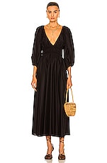 Matteau Shirred Plunge Maxi Dress in Black, view 1, click to view large image.