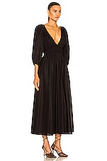 Matteau Shirred Plunge Maxi Dress in Black, view 2, click to view large image.