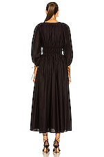 Matteau Shirred Plunge Maxi Dress in Black, view 3, click to view large image.