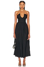Matteau Drawcord Halter Sun Dress in Black, view 1, click to view large image.