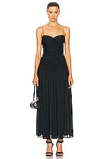 Matteau Gathered Drop Waist Dress in Black, view 1, click to view large image.