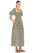 Matteau Shirred Bodice Peasant Dress in Jasmine Olive, view 2, click to view large image.
