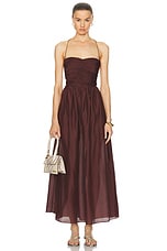 Matteau Gathered Lace Up Dress in Burgundy, view 1, click to view large image.