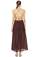 Matteau Gathered Lace Up Dress in Burgundy, view 3, click to view large image.