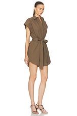 Matteau Mini Shirt Dress in Olive, view 2, click to view large image.