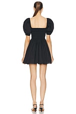 Matteau Shirred Peasant Mini Dress in Black, view 3, click to view large image.