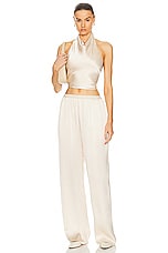 Matteau Relaxed Satin Pant in Ivory, view 4, click to view large image.