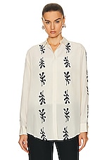Matteau Long Sleeve Silk Shirt in Fig Leaf Ivory, view 2, click to view large image.