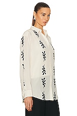 Matteau Long Sleeve Silk Shirt in Fig Leaf Ivory, view 3, click to view large image.