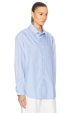 Matteau Contrast Stripe Shirt in Sky Stripe, view 2, click to view large image.