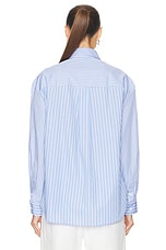 Matteau Contrast Stripe Shirt in Sky Stripe, view 3, click to view large image.