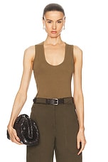 Matteau Deep U Tank Top in Olive, view 1, click to view large image.