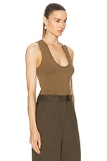 Matteau Deep U Tank Top in Olive, view 2, click to view large image.