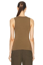 Matteau Deep U Tank Top in Olive, view 3, click to view large image.