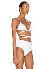 Matteau Wrap Triangle Bikini Top in Chalk Crinkle, view 2, click to view large image.