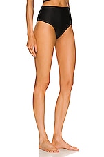 Matteau High Waist Bikini Bottom in Black, view 2, click to view large image.