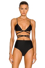 Matteau Wrap Triangle Bikini Top in Black, view 1, click to view large image.