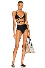 Matteau Wrap Triangle Bikini Top in Black, view 4, click to view large image.