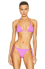 Matteau String Triangle Bikini Top in Orchid Crinkle, view 1, click to view large image.