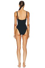 Matteau Square Maillot Swimsuit in Navy Crinkle, view 3, click to view large image.