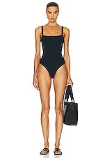 Matteau Square Maillot Swimsuit in Navy Crinkle, view 4, click to view large image.