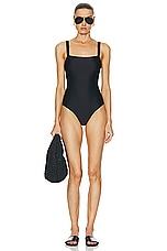 Matteau Square Maillot Swimsuit in Black, view 4, click to view large image.