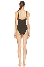 Matteau Square Maillot Swimsuit in Thyme Crinkle, view 3, click to view large image.