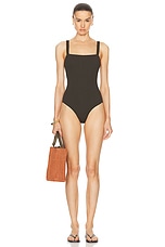 Matteau Square Maillot Swimsuit in Thyme Crinkle, view 4, click to view large image.