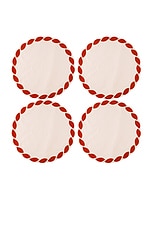 Misette Embroidered Linen Placemats Set Of 4 in Weave Red, view 1, click to view large image.