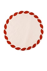 Misette Embroidered Linen Placemats Set Of 4 in Weave Red, view 2, click to view large image.