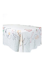 Misette Linen Embroidered Tablecloth in Multicolor, view 2, click to view large image.