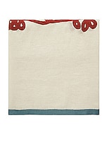 Misette Linen Embroidered Tablecloth in Loupe Red & Green, view 2, click to view large image.