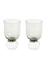 Misette Hand Blown Bubble Glass Tumbler Set Of 2 in Tourmaline Green, view 1, click to view large image.