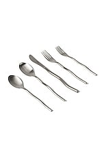 Misette Squiggle 5 Piece Cutlery Set in Matte Silver, view 1, click to view large image.