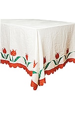 Misette Linen Embroidered Tablecloth in Jardin, view 1, click to view large image.