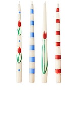 Misette Hand Painted Taper Candles Set Of 4 in Jardin, view 1, click to view large image.