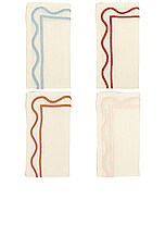Misette Embroidered Linen Napkins Set Of 4 in Colorblock Multicolor, view 1, click to view large image.